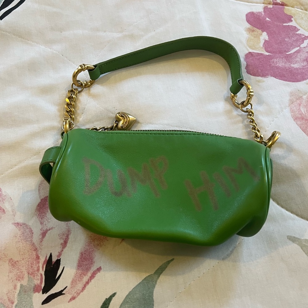 Y2K 100% Genuine Leather Juicy Couture “Dump Him” Green Purse